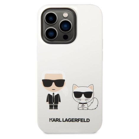 Silikonové pouzdro Karl Lagerfeld and Choupette Liquid Silicone pro Apple iPhone 14 Pro Max, bíl