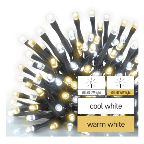 LED vánoční řetěz, 18 m, venkovní i vnitřní, teplá/studená bílá, časovač EMOS