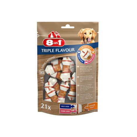 8in1 Triple Flavour snacky žvýkací kosti XS 7 kusů 21 kusů 294 g