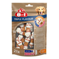 8in1 Triple Flavour snacky žvýkací kosti XS 7 kusů 21 kusů 294 g