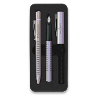 Dárková psací sada plnicí + kuličkové pero Faber-Castell Grip Edition Glam - perleťová růžová