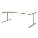 mauser Zaoblený výškově nastavitelný stůl, šířka 2000 mm, deska bílá, podstavec v hliníkové barv