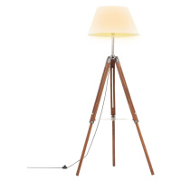 vidaXL Stojací lampa stativ medově hnědá a bílá masivní teak 141 cm