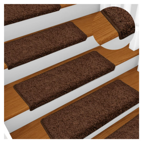 vidaXL Schodové rohože 15 ks 65 x 21 x 4 cm hnědé s obdélníkovým okrajem
