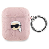 Karl Lagerfeld PU Embossed Karl Head pouzdro AirPods 1/2 růžové