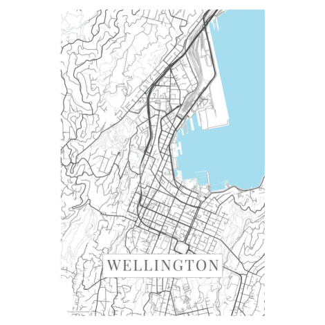 Mapa Wellington white, (26.7 x 40 cm)