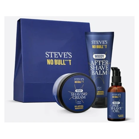 Steves No Bull***t Sandalwood krém na holení 100 ml + balzám po holení 100 ml + olej před holení