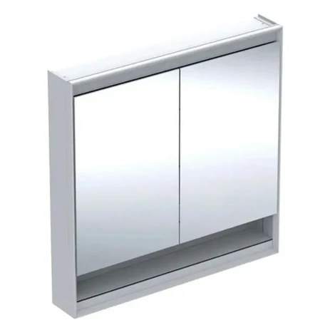 Geberit 505.833.00.1 - Zrcadlová skříňka s LED osvětlením, 90x90x15 cm, 2 dvířka, s nikou, hliní