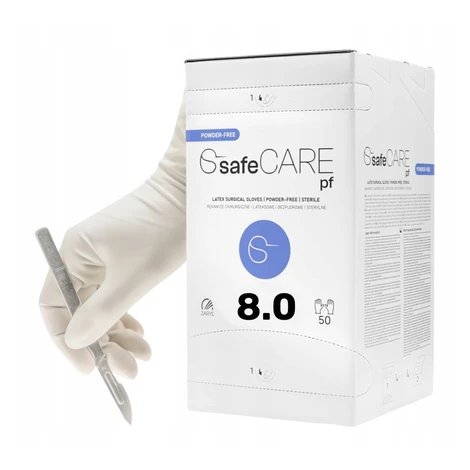 Zarys safeCARE operační sterilní rukavice latexové vel. 8 (bez pudru), 50ks