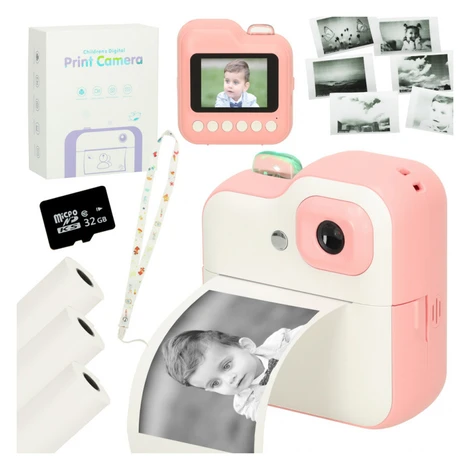 Fotoaparát s termotiskárnou růžový 1GB 24mpx