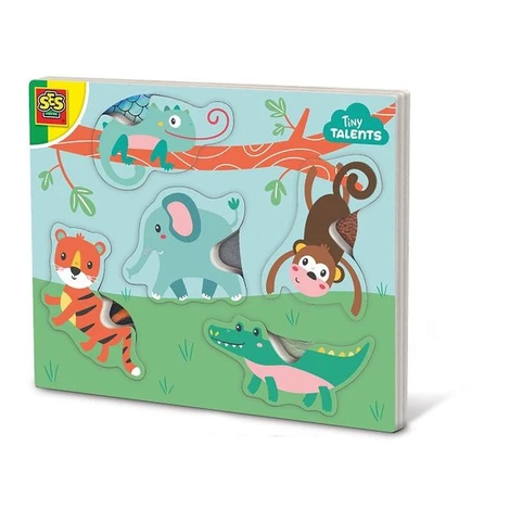 Ses puzzle dřevěné se zvířaty do dotyku SES Creative