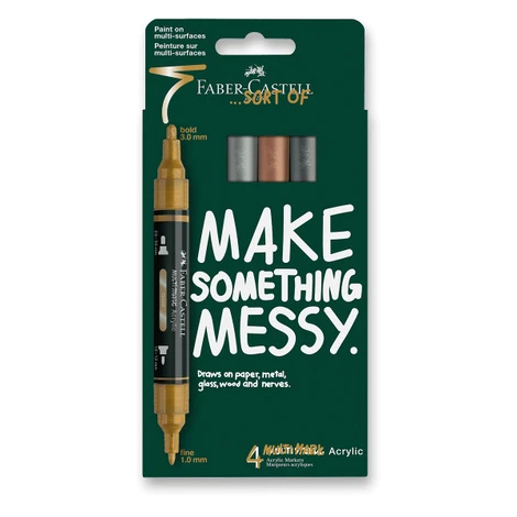 Akrylový popisovač Faber-Castell Multimark Metallic - 4 ks