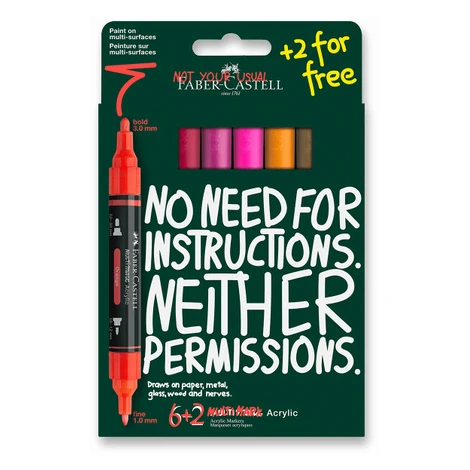 Akrylový popisovač Faber-Castell Multimark Flame - 6+2 ks