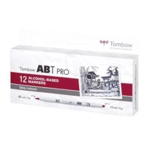 Tombow Oboustranný lihový fix ABT PRO - Gray colors 12 ks