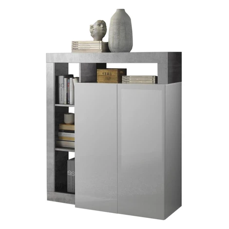 MC Akcent Komoda LENOR 146x93x42 cm bílá/šedá beton 8024963423623