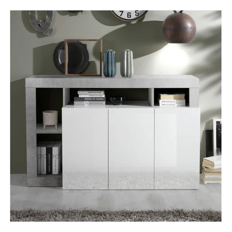 MC Akcent Komoda LENOR 146x93x42 cm bílá/šedá beton 8024963423630