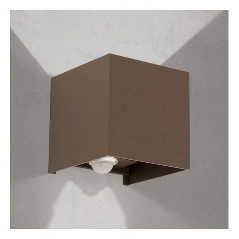 Orion- LED Venkovní nástěnné svítidlo se senzorem CUBE-S LED/13W/230V IP54 hnědá AL 11-1314 cort