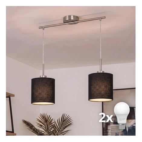 Brilagi - LED Lustr na lanku NUBILA 2xE27/60W/230V černá EG32519+2xBG1581
