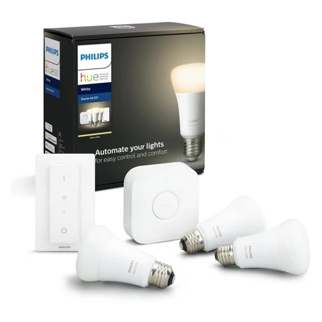 Základní sada Philips Hue STARTER KIT 3xE27/9W 2700K +Hue bridge a dimmer switch 871869678523200