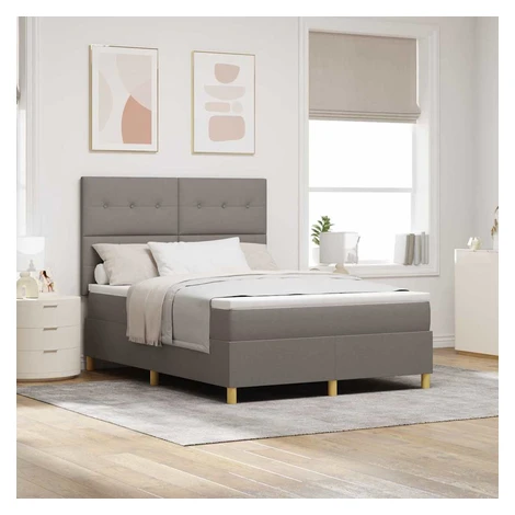 vidaXL Postel s boxspringem s čelo Taupe 140 x 190 cm textil