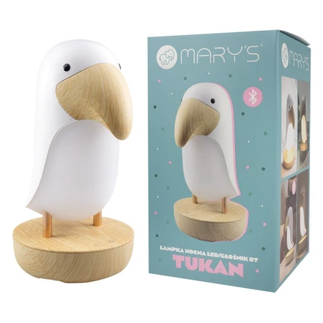 Mary's LED Noční lampička a Bluetooth reproduktor 2v1 - tukan, bílý