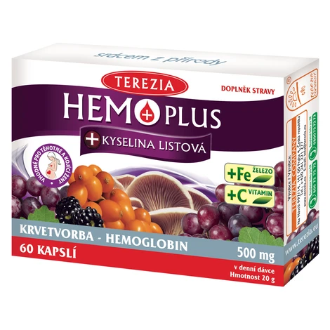 HEMOPLUS+Kys.listová cps.50+10 vhodné pro těhotné Terezia
