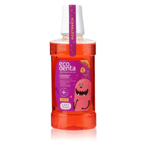 Ecodenta Super + osvěžující ústní voda pro děti příchuť Strawberry 250 ml