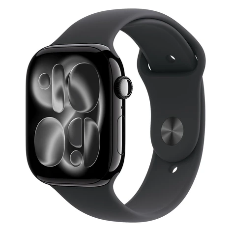 Apple Watch Series 11 Cellular 42mm Klavírně černý hliník s černým sportovním řemínkem - M/L