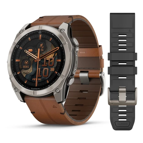 Garmin Fenix 8 51mm AMOLED Sapphire Titanium/Brown leather
