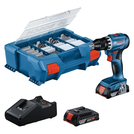 BOSCH Professional Vrtačka AKU s příklepem GSB 18V-45, sada příslušenství 0.615.A50.07G (2 × 2 A