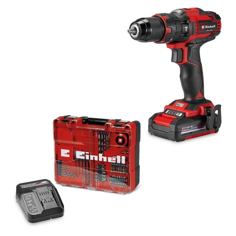EINHELL Vrtačka AKU s příklepem TE-CD 18/40 Li-i + 64 ks sada příslušenství 4514325 (1x2 Ah)