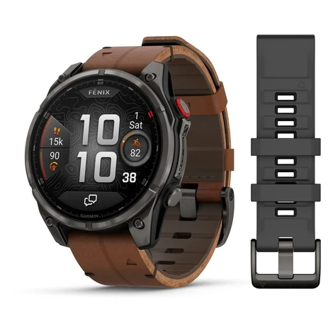 Garmin Fenix 8 Pro 47mm AMOLED Sapphire Carbon grey DLC titanium/Chestnut leather