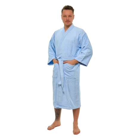 Interkontakt Pánský župan model KIMONO 06 Light Blue Velikost županu XL