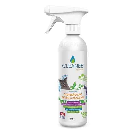 CLEANEE Eko odstraňovač skvrn a zápachu po domácích mazlíčcích s vůní levandule 500 ml