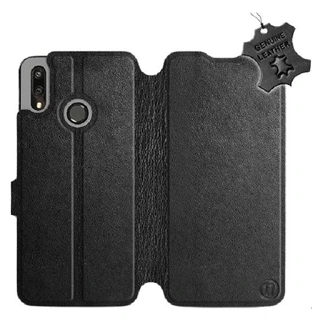 Flip pouzdro na mobil Huawei P Smart 2019 - Černé - kožené - Black Leather