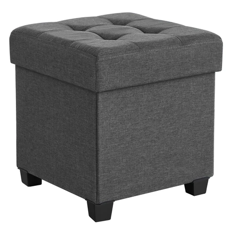 TEXTILOMANIE Skládací taburet s úložným prostorem OSCAR 38 × 38 cm, šedý