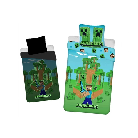 Jerry Fabrics Povlečení se svítícím efektem 140 × 200 cm, 70 × 90 cm, Minecraft Jungle Fight