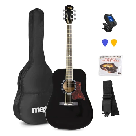 MAX music SoloJam Set westernové akustické kytary a příslušenství, černý