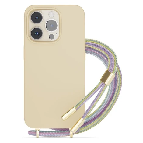 Epico silikonový kryt se šňůrkou pro iPhone 14 Pro Max - béžová