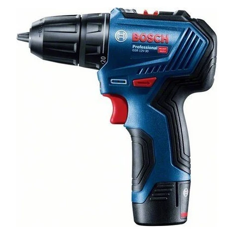 BOSCH Professional Vrtačka AKU GSR 12V-30, kufr, sada vrtáků a bitů 0.601.9G9.001 (2 × 2 Ah)