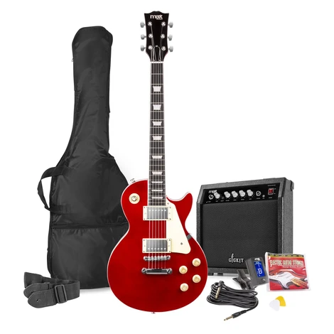 MAX music GigKit Electric Guitar Pack LP Style Dark Red
