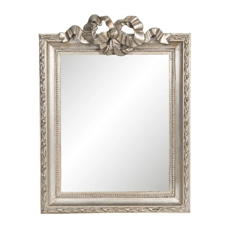 Vintage stříbrné zrcadlo s dekorací mašle – 25x2x34 cm Clayre & Eef