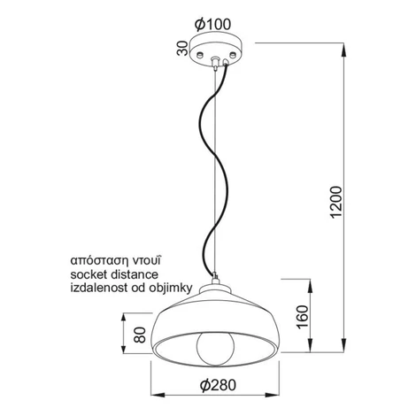 ACA Lighting Vintage závěsné svítidlo V351581P