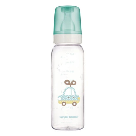 Canpol babies Láhev skleněná s úzkým hrdlem TOYS 240ml - modrá