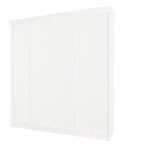 Skříň Rim-Veneziano 4D 2,63 m bílá s římsou, fasádami DTD (s dekorem)