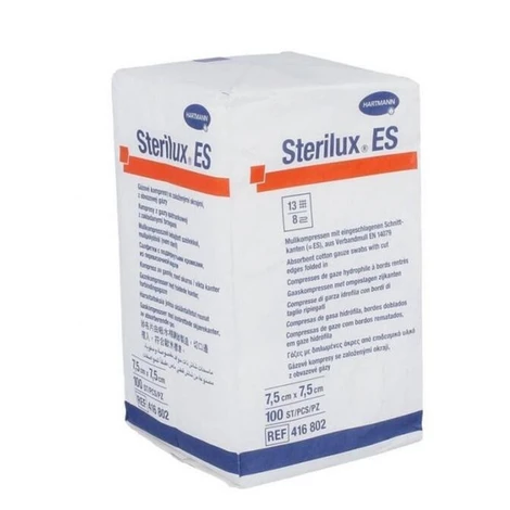 Gáza kompresní Sterilux ES nesterilní 17vl.8vr. / 100 ks 7,5 x 7,5 cm