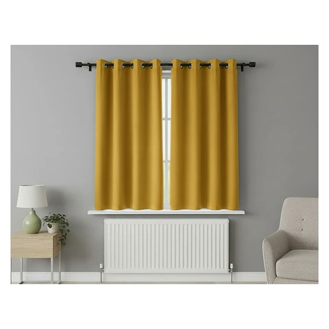 Zatemňovací krátký závěs s kroužky "BLACKOUT" NEW VITORIA 135x160 cm mustard/hořčicová (cena za 