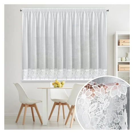 Elegantní dekorační záclona bílá záclona s ažurovou krajkou Šírka: 350 cm | Dĺžka: 155 cm