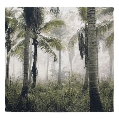 Nástěnný  sametový panel s palmami Palm green - 45*45*1cm Mars & More