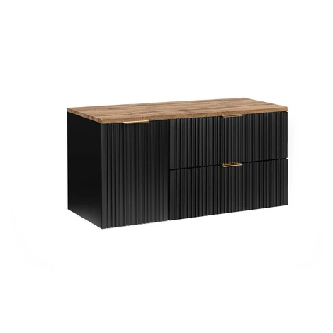 Comad Závěsná skříňka pod umyvadlo Casad s deskou 120 cm dub wotan/černá